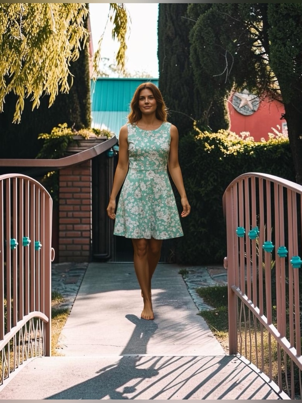 Talbots Mint Green Floral Sleeveless Fit-and-Flare Dress Size 8